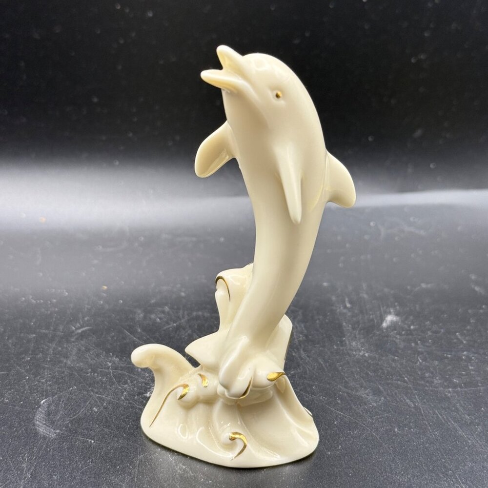 Lenox Dolphin Figurine Handcrafted Porcelain With Gold Accents 4" Tall